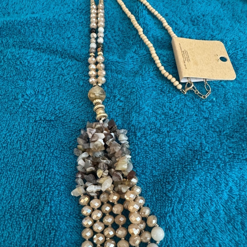 Boho Beaded Necklace with Earth Tones - Picture 1 of 2